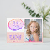 Cute Pink Glitter Birthday Bedankt voor je foto (Staand voorkant)