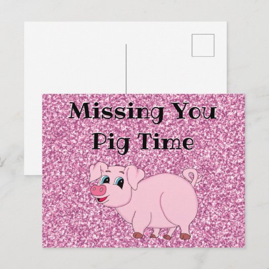 Cute Pink Glitter Briefkaart (Voorkant / Achterkant)