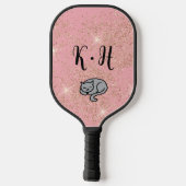 Cute Pink Glitter Cat Monogram Pickleball Paddle (Achterkant)