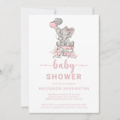 Cute Pink Glitter Elephant Baby shower Kaart (Voorkant)