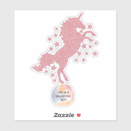 Cute Pink Glitter Glam Unicorn Sticker (Vel)