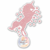 Cute Pink Glitter Glam Unicorn Sticker (Voorkant)