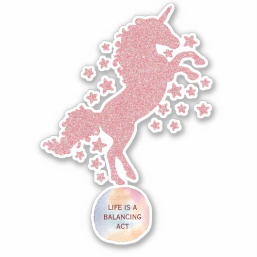 Cute Pink Glitter Glam Unicorn Sticker (Voorkant)