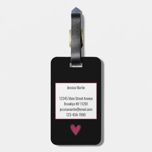 Cute Pink Glitter Hearts Bagagelabel (Achterkant verticaal)
