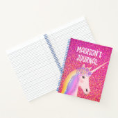Cute Pink Glitter Unicorn Personalized Journal Notitieboek (Binnen)