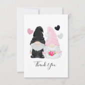 Cute Pink Gnome Bride and Groom Wedding Bedankkaart (Voorkant)