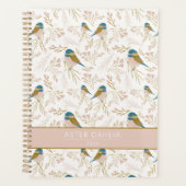 Cute Pink Gold Chickadee Bird Name Planner (Voorkant)