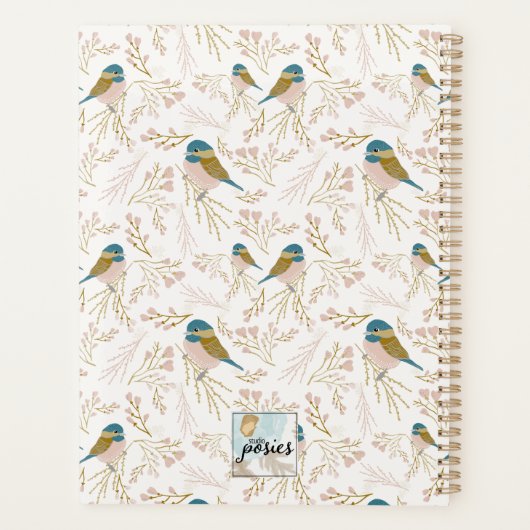 Cute Pink Gold Chickadee Bird Name Planner (Achterkant)