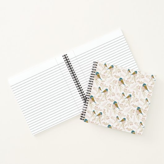 Cute Pink Gold Chickadee Bird Print Notitieboek (Binnen)