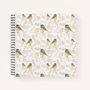 Cute Pink Gold Chickadee Bird Print Notitieboek