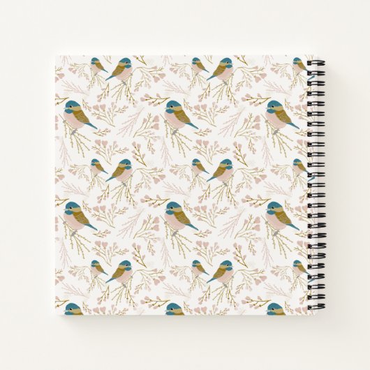Cute Pink Gold Chickadee Bird Print Notitieboek (Achterkant)