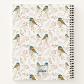 Cute Pink Gold Chickadee Floral Print Notitieboek (Achterkant)