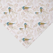 Cute Pink Gold Chickadee Hearts Floral Print Tissuepapier (Detail)