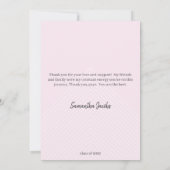 Cute Pink & Gold Framed Afstuderen Hartelijk dank Kaart (Achterkant)