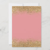 Cute Pink Gold Glitter Umbrella Baby shower Kaart (Achterkant)