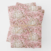 Cute Pink/Gold Kerstpatroon Inpakpapier Vel (In situ)