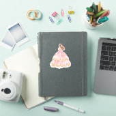 Cute Pink/Gold Princess Dress Cut Vinyl Sticker (iPad Cover)