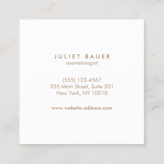 Cute Pink Gold Waterverf Flower Art Salon Spa Vierkante Visitekaartje (Achterkant)