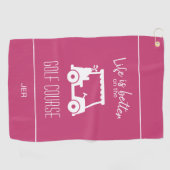 Cute Pink Golf Cart Golfer Golf Course Girly Cute Golfhanddoek (Horizontaal)