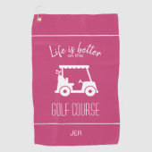 Cute Pink Golf Cart Golfer Golf Course Girly Cute Golfhanddoek (Voorkant)