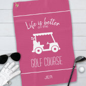 Cute Pink Golf Cart Golfer Golf Course Girly Cute Golfhanddoek