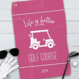 Cute Pink Golf Cart Golfer Golf Course Girly Cute Golfhanddoek