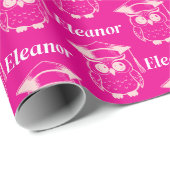 Cute Pink Grad Owl Pattern Cadeaupapier (Rol Hoek)
