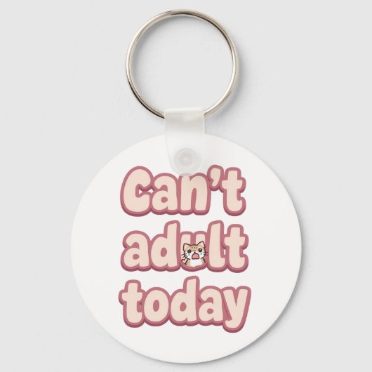 Cute Pink Graphic with Peeking Cat Sleutelhanger (Voorkant)