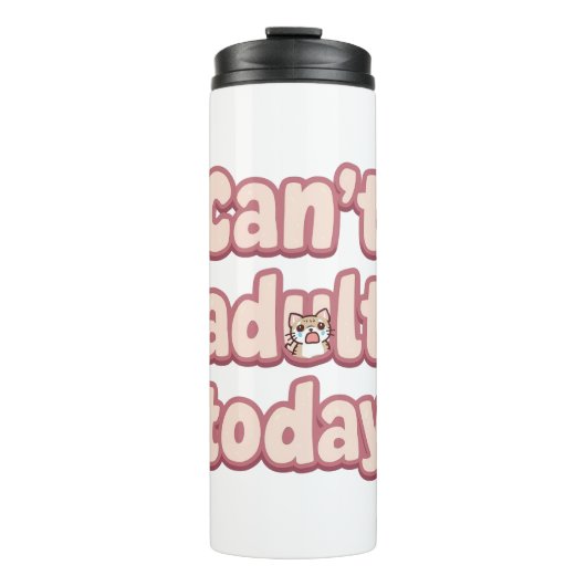 Cute Pink Graphic with Peeking Cat Thermosbeker (Voorkant)