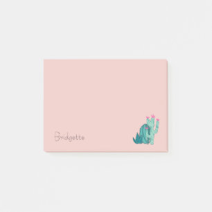 Cute Pink Green Cactus Custom Post-it® Notes