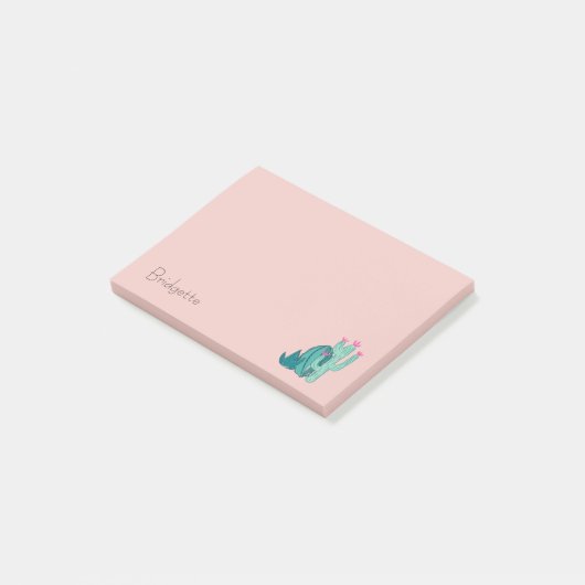 Cute Pink Green Cactus Custom Post-it® Notes (Schuin)