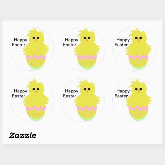 Cute Pink Green Chick Easter Stickers (Vel)