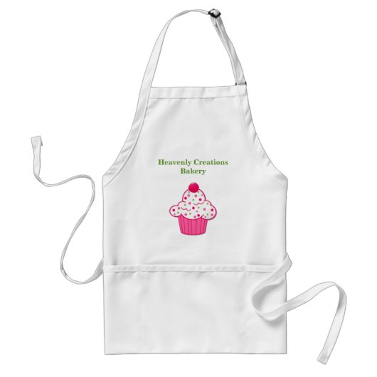 Cute Pink & Green Cupcake Bakery Business Apron Standaard Schort (Voorkant)