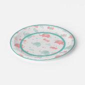 Cute Pink Green Elephant Baby shower Papieren Bordje (Gekanteld)
