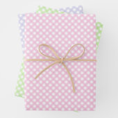 Cute Pink, Green & Lavender Pastel Gingham Pattern Inpakpapier Vel (In situ)