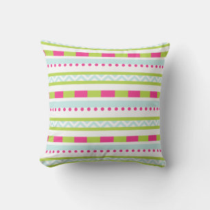 Cute Pink Green Mint Stripes Pattern Kussen