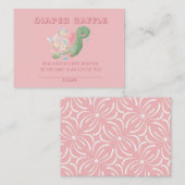 Cute Pink Green Turtle Baby shower Diaper Raffle Visitekaartje (Voorkant / Achterkant)