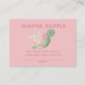 Cute Pink Green Turtle Baby shower Diaper Raffle Visitekaartje (Voorkant)