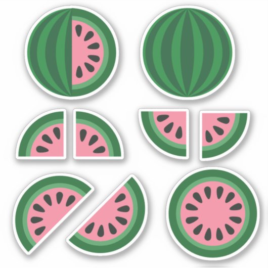 Cute Pink Green Watermelon Slices Sticker (Voorkant)