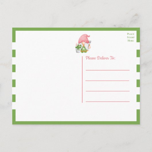 Cute Pink Green Waterverf Cartoon Gnome Birthday Briefkaart (Achterkant)