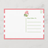 Cute Pink Green Waterverf Garden Gnome Birthday Briefkaart (Achterkant)