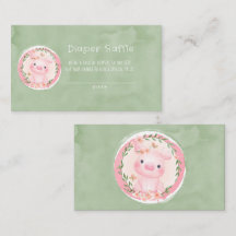 Cute Pink Greenery Wreath Diaper Raffle