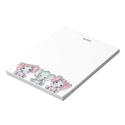 Cute Pink Grey Elephant Feminine-laptop Notitieblok (Linkerzijde)