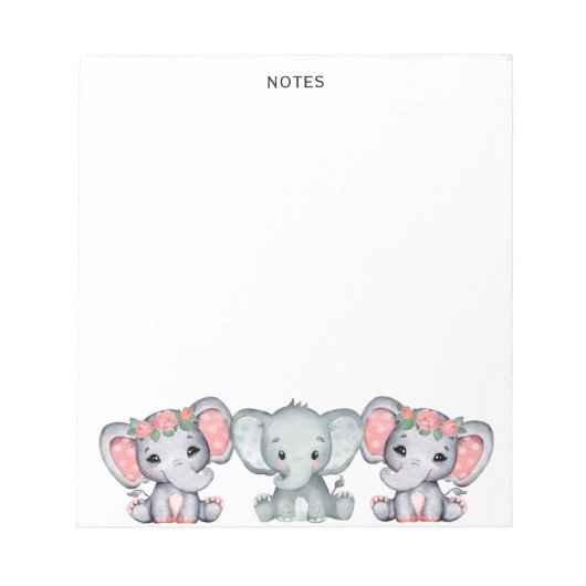 Cute Pink Grey Elephant Feminine-laptop Notitieblok (Voorkant)