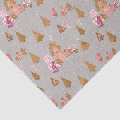Cute Pink Grey Gingerbrood Candy Cane Weefpapier Tissuepapier (Detail)