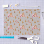Cute Pink Grey Gingerbrood Candy Cane Weefpapier Tissuepapier (Craft)