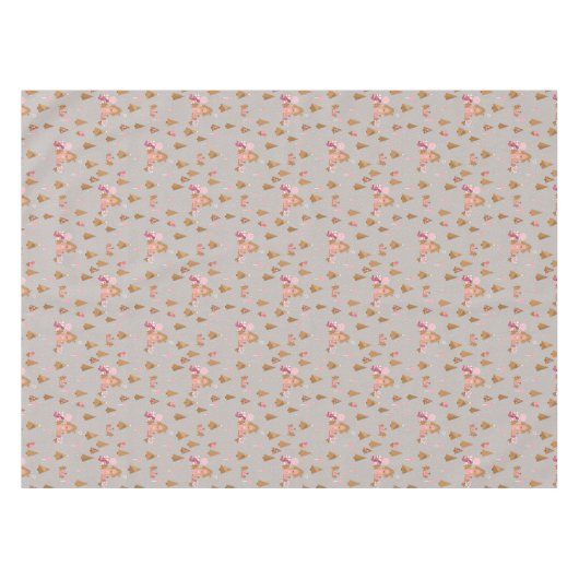 Cute Pink Grey Gingerbrood Candy Canes Tablecloth Tafelkleed (Voorkant (Horizontaal))