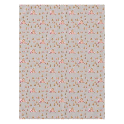 Cute Pink Grey Gingerbrood Candy Canes Tablecloth Tafelkleed (Voorkant)