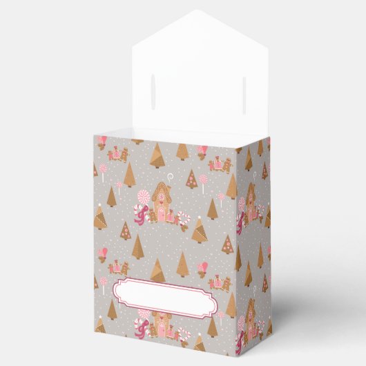 Cute Pink Grey Gingerbrood House Candy Cane Bedankdoosjes (Geopend)