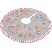 Cute Pink Grey Gingerbrood House Candy Cane Kerstboom Rok (Gekanteld)
